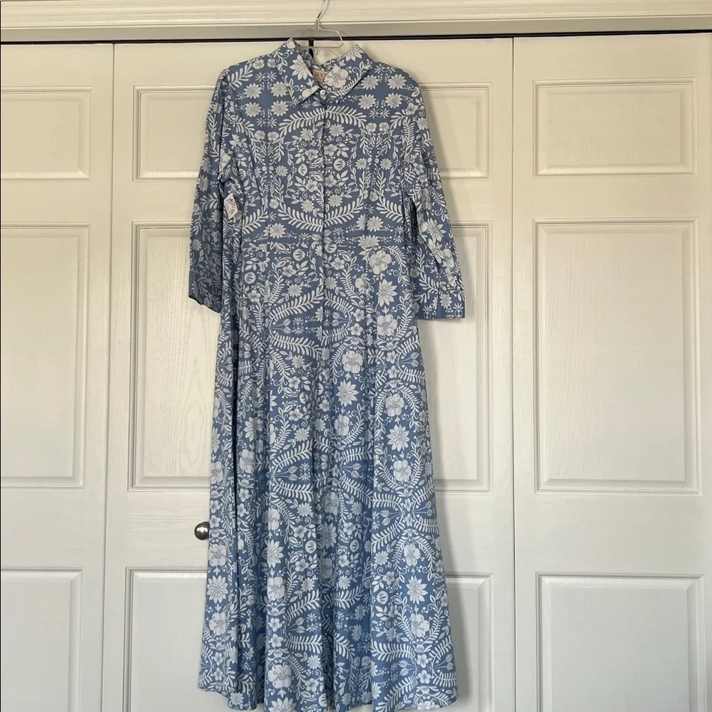 Blue & White Floral Maxi Dress by Beyond by Vera - Picture 7 of 12